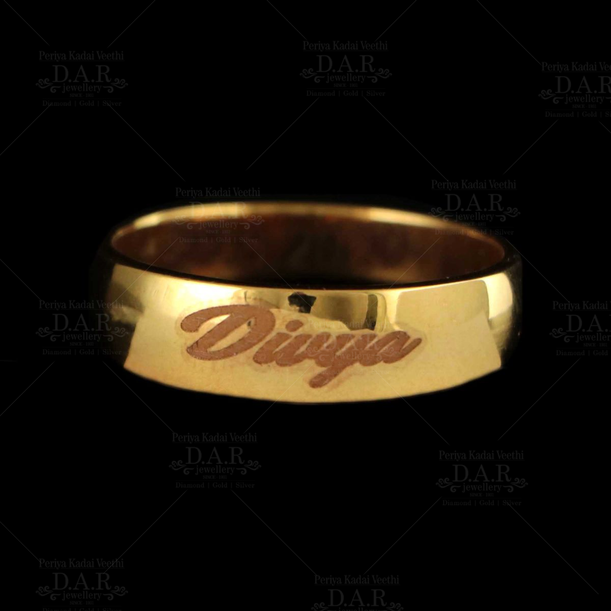 name printed gold rings