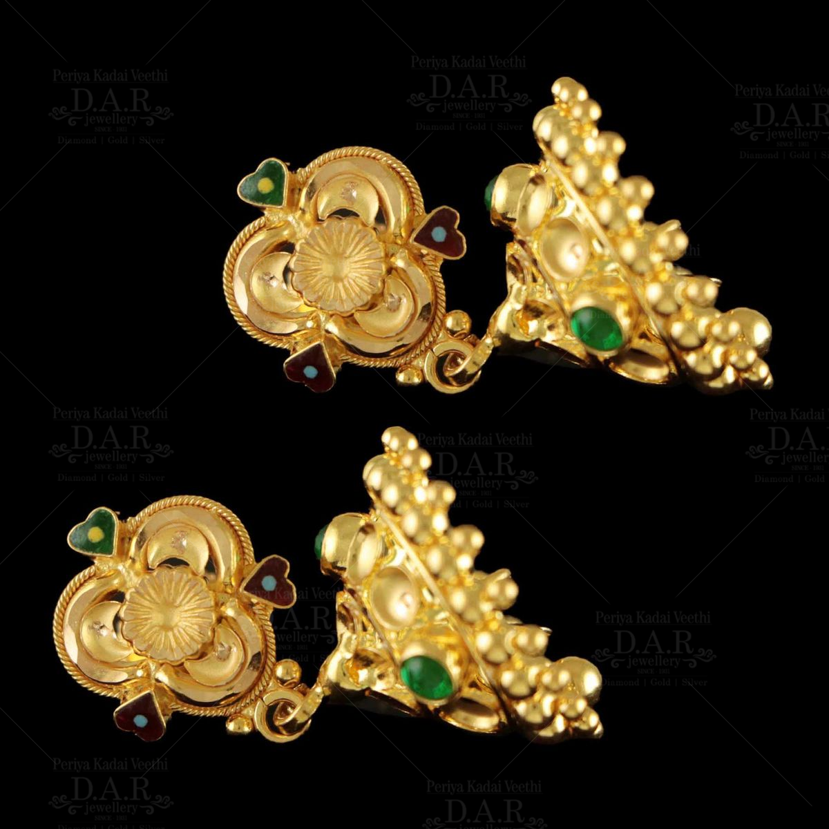 Small Jimiki Gold Earrings With Ruby Stone Womens Fashions ER2679