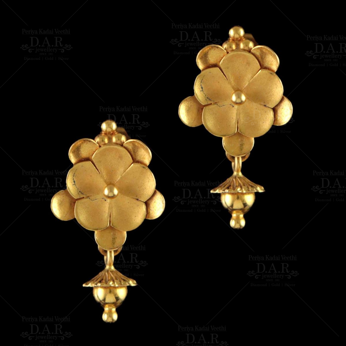 ER022 - Gold Plated Guarantee Kerala Ear Rings Daily Wear Real Gold Design