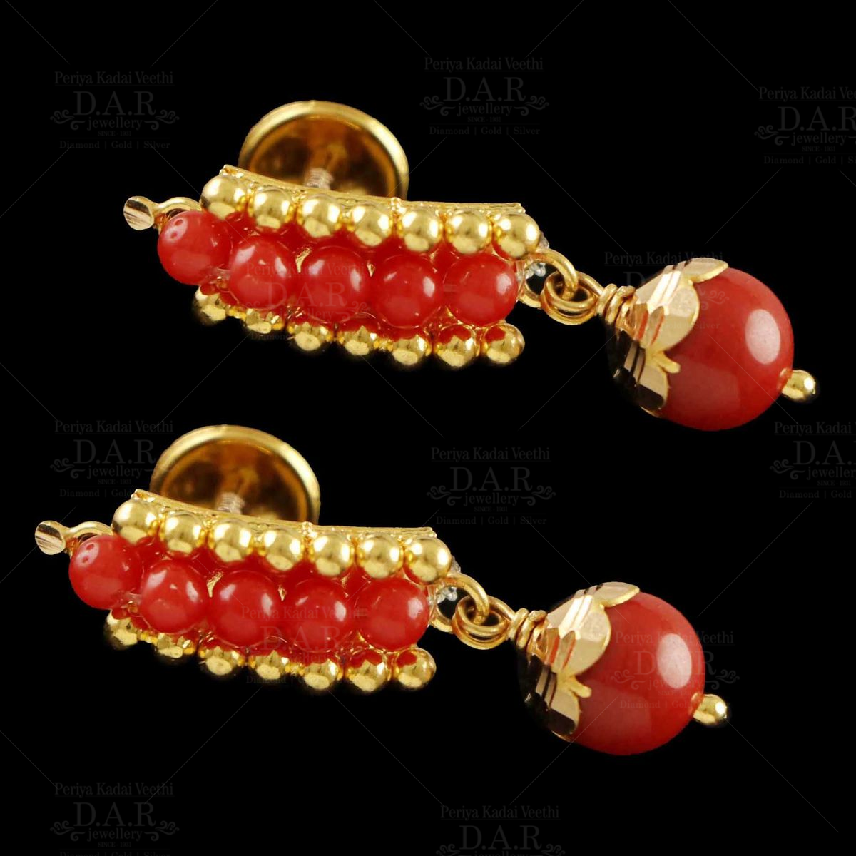 Vintage Pair of Red Coral Gold Button French Clip Earrings Estate Fine  Jewelry For Sale at 1stDibs | pavalam in english, pavalam stone in english,  what is pavalam in english