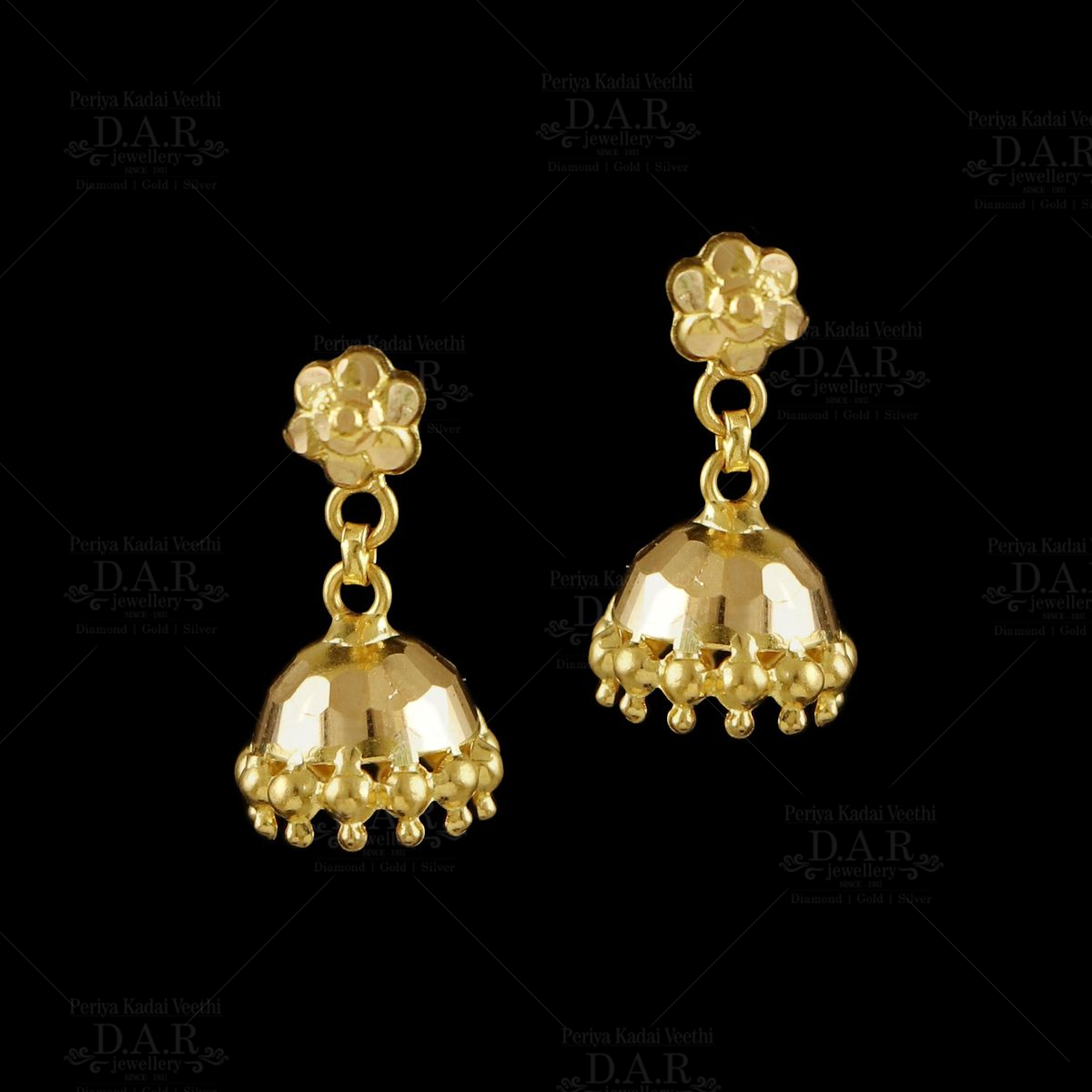 Black Crystal One Gram Gold Jhumki Earring Party Wear ER3178