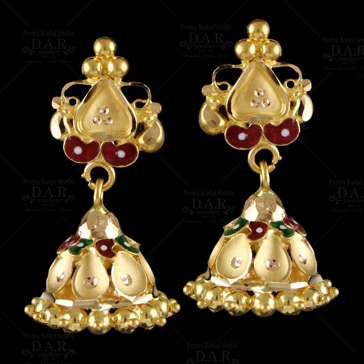 Radiant 2Step Jhumkas Featuring White Seed Pearl & Ruby Droplets - Pure  Pearls