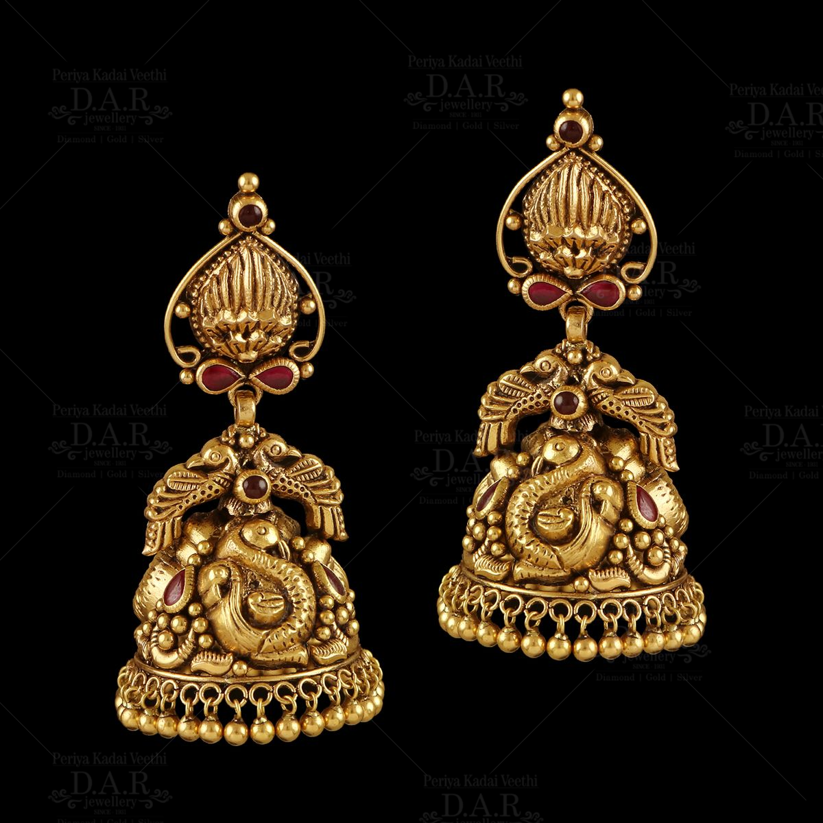 Kollam Supreme Antique Matte Designer Beads Hanging Kemp Lakshmi  Jhumki/Jhumkha/Jimikki at Rs 1524/piece in Thiruvananthapuram