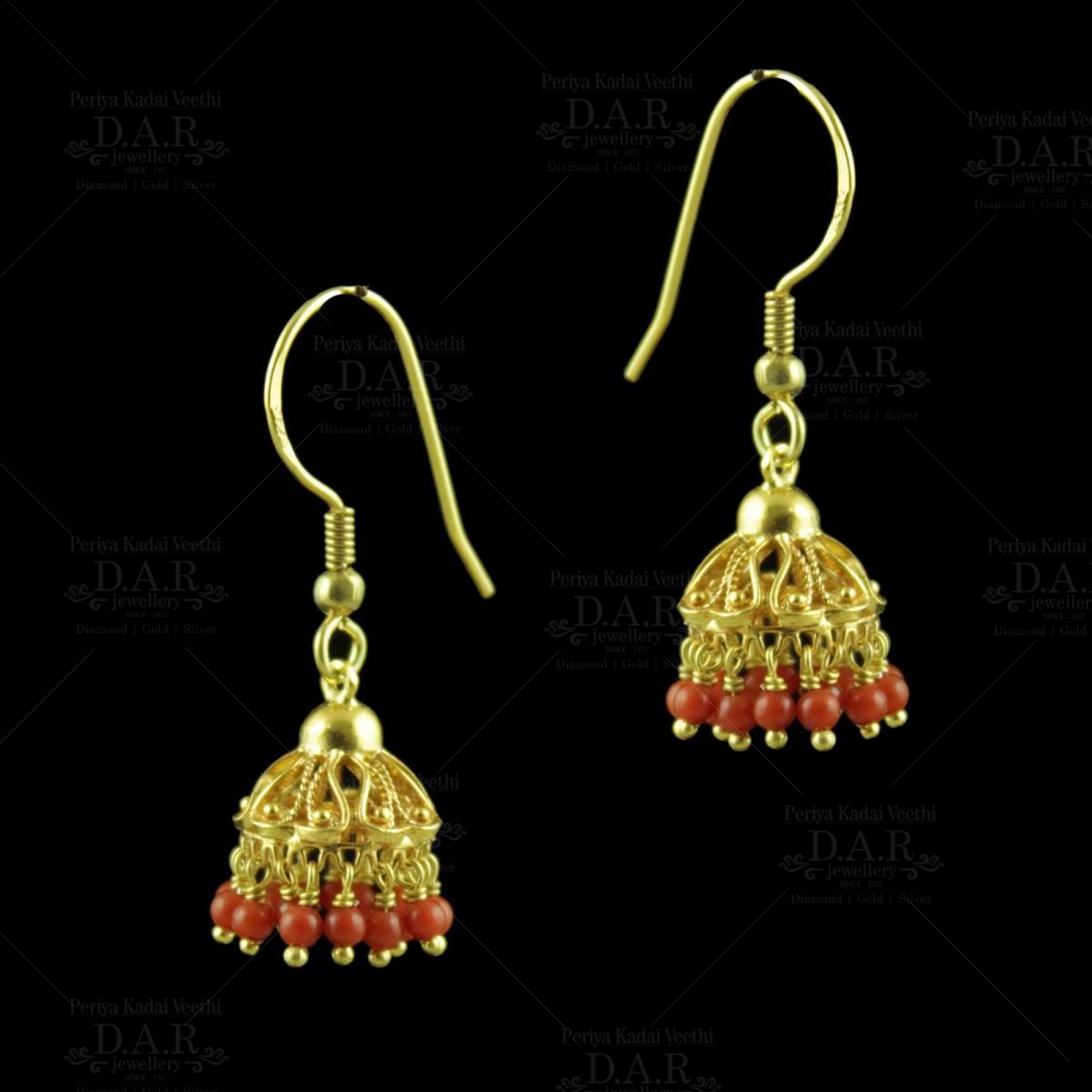 Small Premium Fashion Coral Beads Square Design Drop Earrings Online