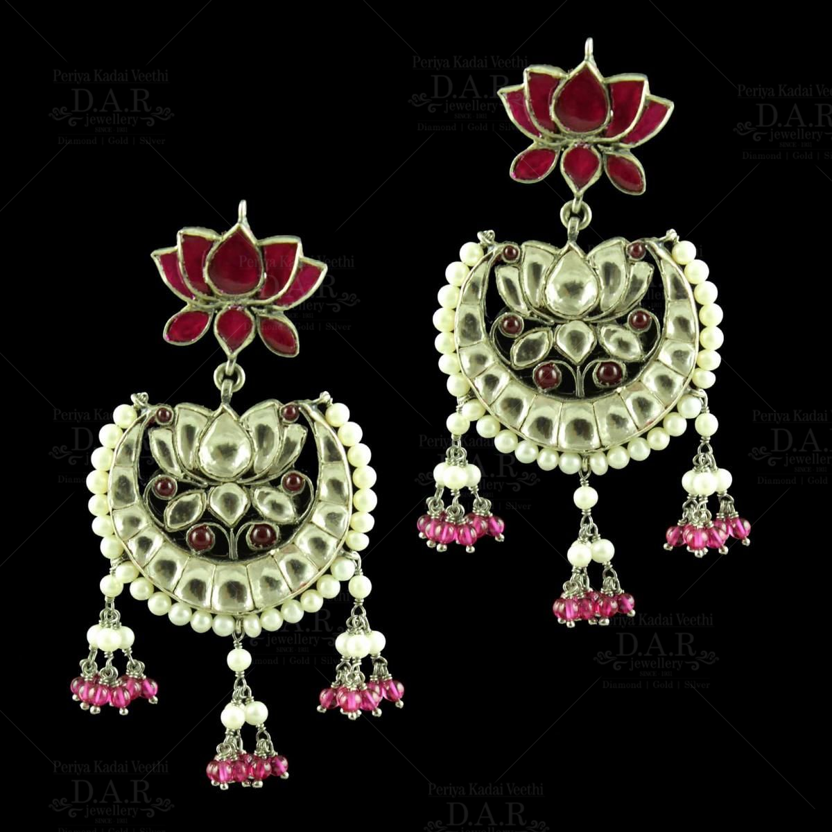 Women's Navratri Ethnic Stylish Silver Oxidised Kundan Pearl Chandbali  Earrings - I Jewels | Chandbali, Chandbali earrings, Elegant earrings