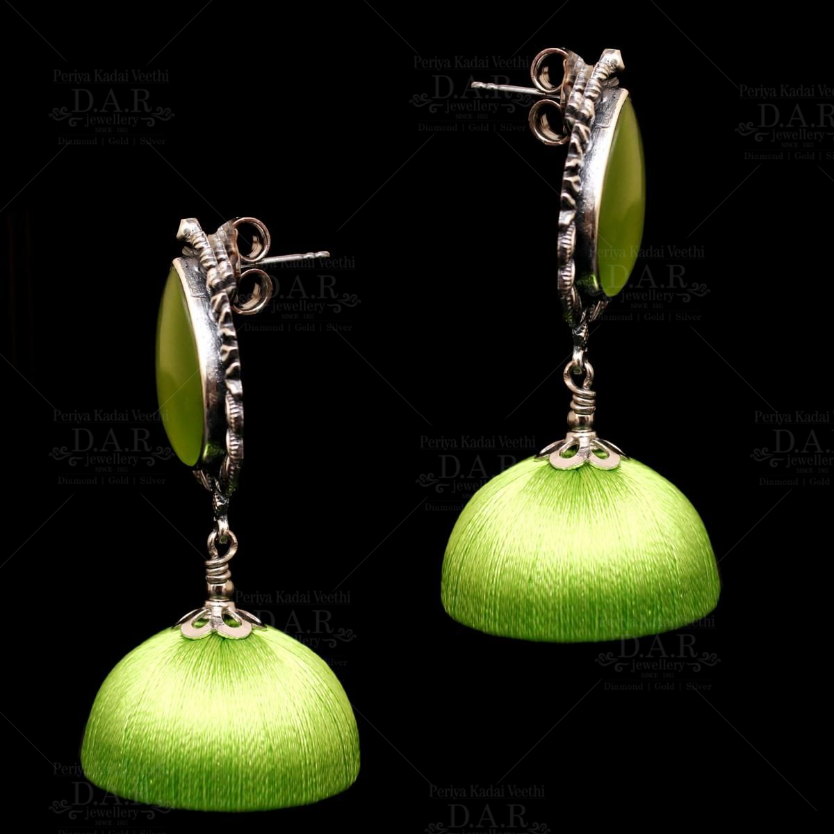 Best Seller | Parrot Green Color Thread Earrings - Scoop My Art