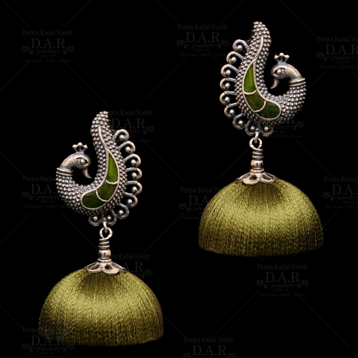 Turquoise Blue Beaded Silk Thread Jhumkas – Fashionous