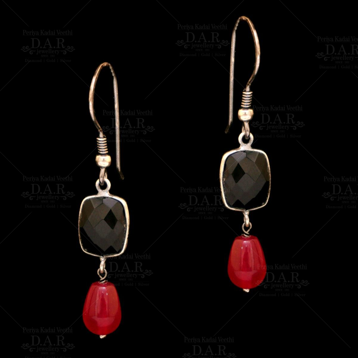 Women Red black push back fabric earrings – Expressions by UV