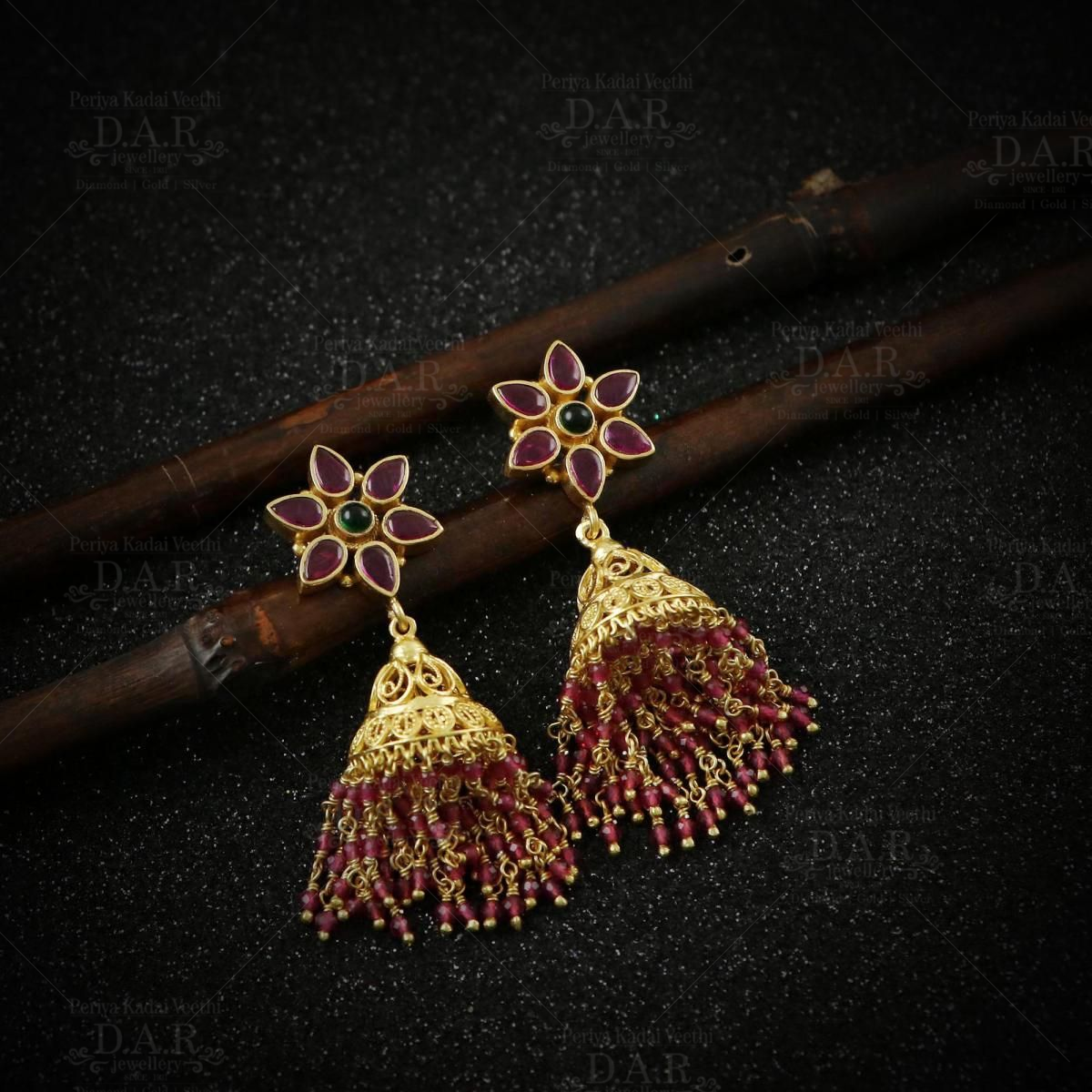 Buy Stunning Gold Plated Jhumka Online in USA with Tassels – Pure Elegance