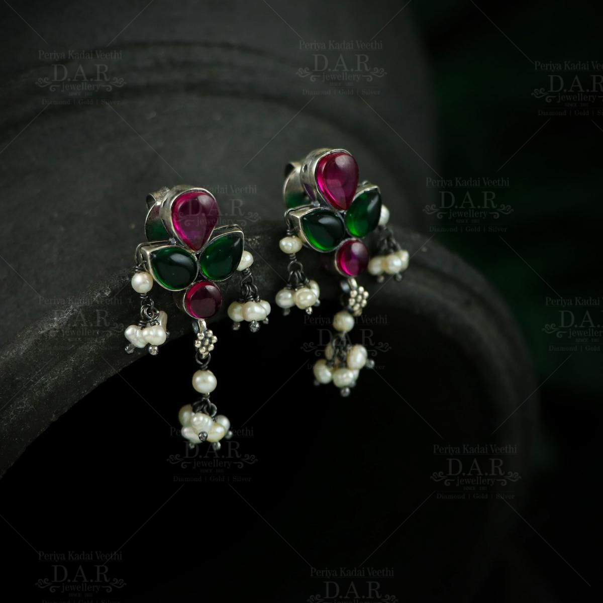 Victorian Pearl, Ruby and Emerald Earrings – Charlotte Sayers