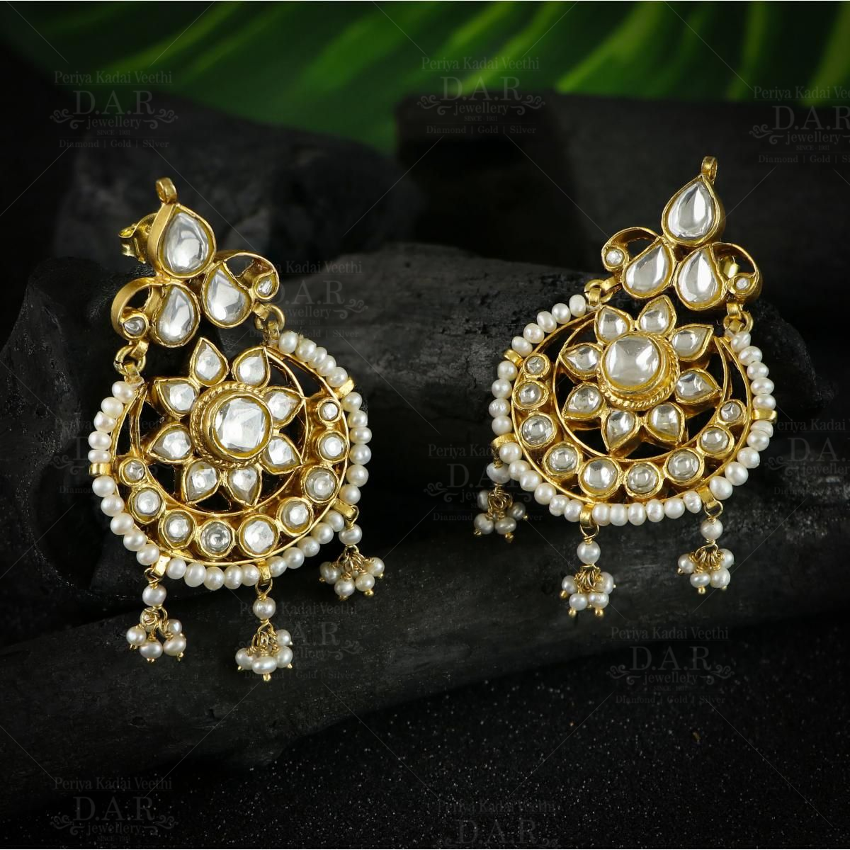 Uncut Kundan Pearl Drop Women Kundan Earrings